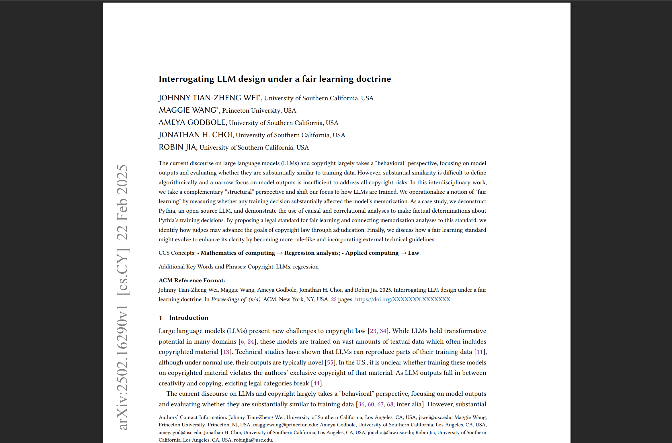 Interrogating LLM design under a fair learning doctrine